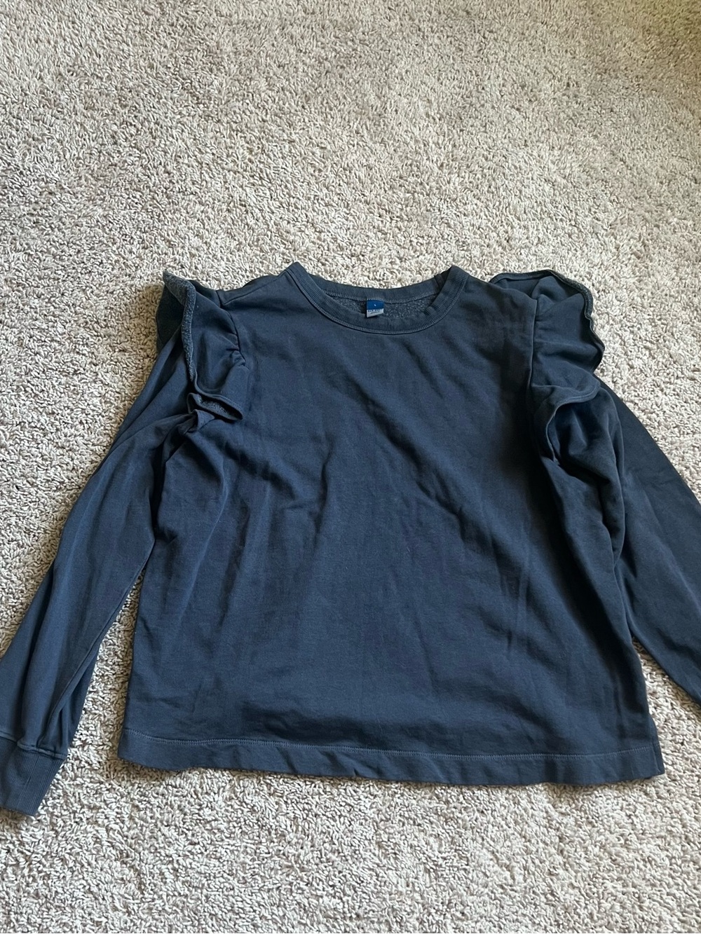 Old Navy Slate Blue Crewneck Pullover With Ruffled Sleeves